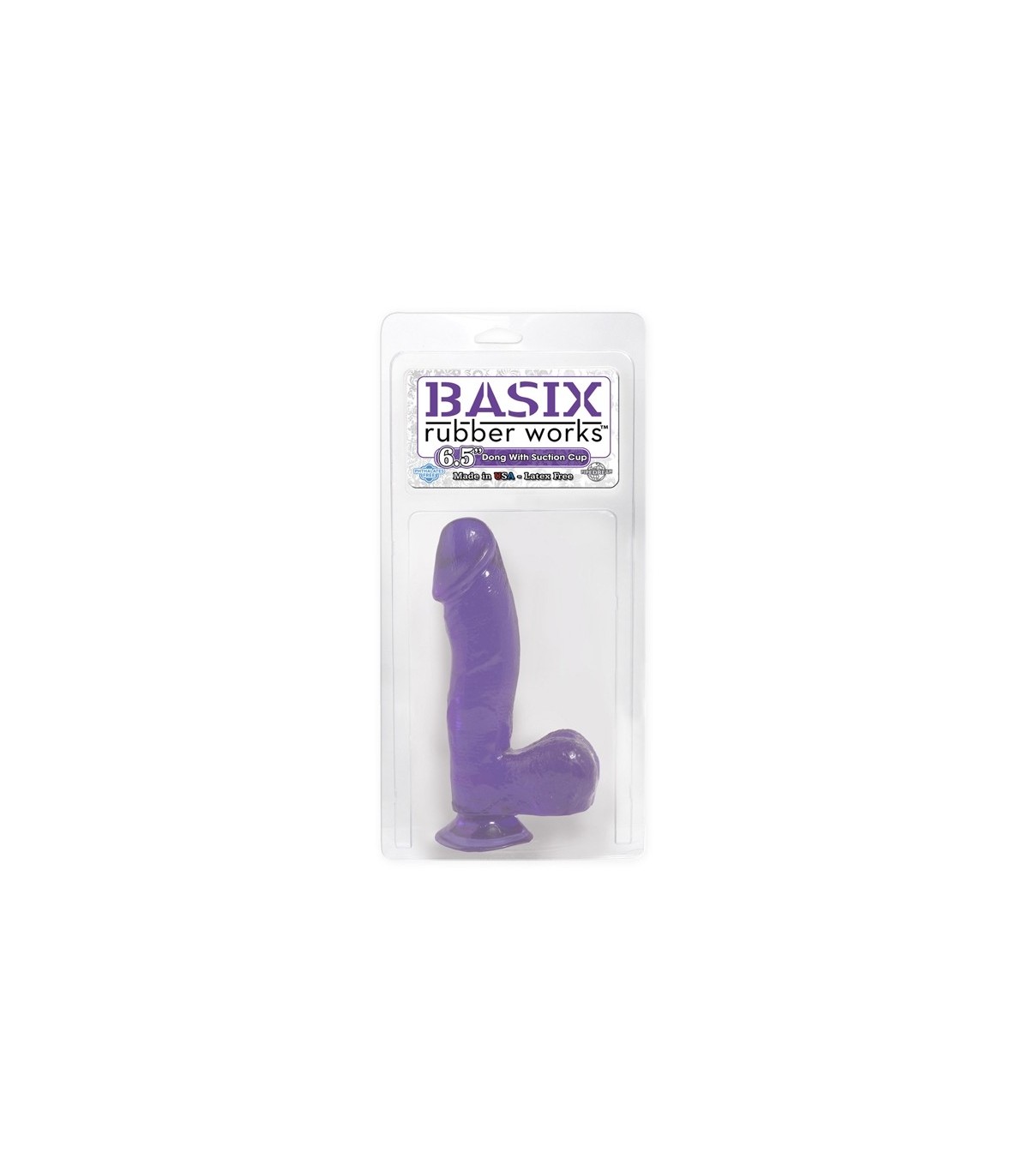 BASIX 6.5" DONG W SUCTION CUP PRPLE