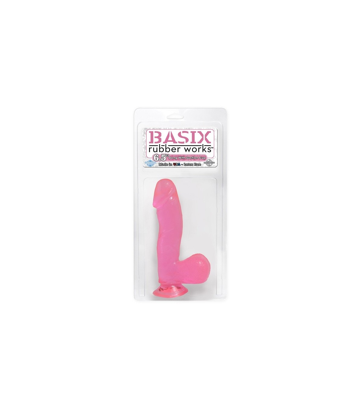 BASIX 6.5" DONG W SUCTION CUP PINK
